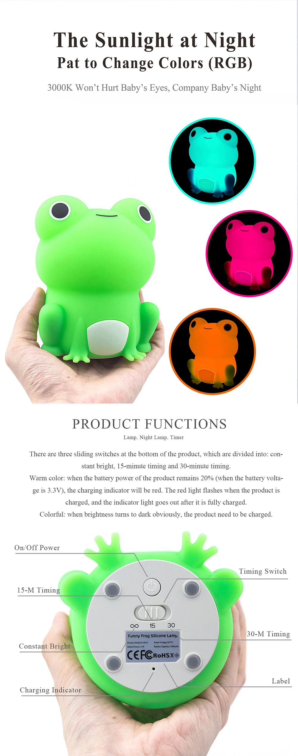 The cutest soft colorful silicone frog night lamp The cutest soft colorful silicone frog night lamp